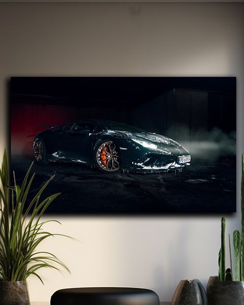 Картина з машиною - Lamborgini Black Frost - 30х50 см