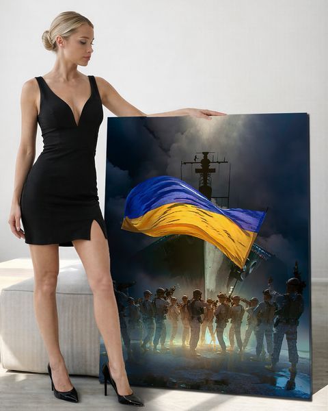 Патриотическая картина - Корабль Вторжение - 30х40 см