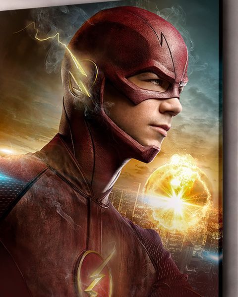Картина с Флешем с супергероем в костюме и энергетической вспышкой - &laquo;Flash Арт&raquo; - 30х40 см