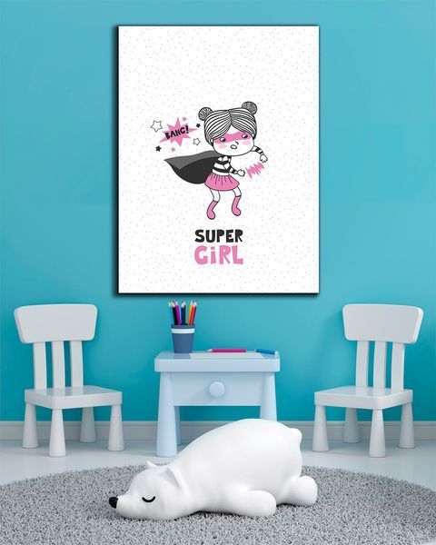 Картина для детской комнаты - Super Girl ART - 30х40 см