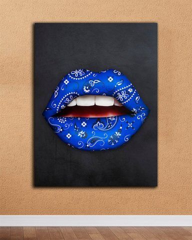 Картина с губами для интерьера - Blue Lips - 30х40 см