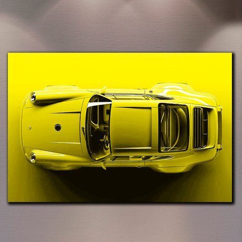 Картина з авто Porsche 911 Yellow Dream - Декор для дому та гаража - 40х60 см