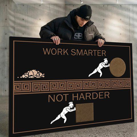 Мотивационная картина для офиса - Work Smarter - 100х150 см