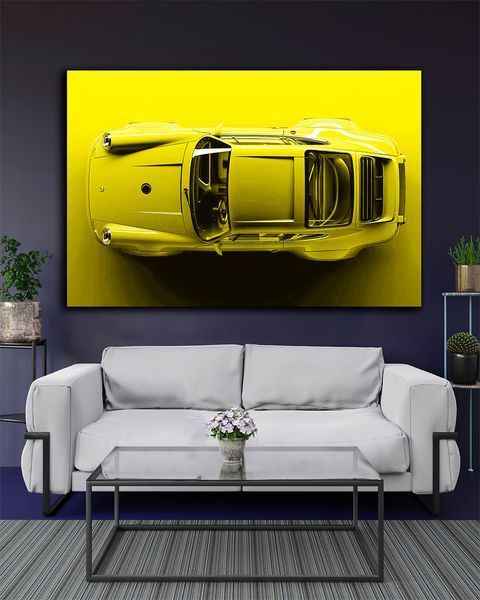 Картина с авто Porsche 911 Yellow Dream - Декор для дома и гаража - 40х60 см
