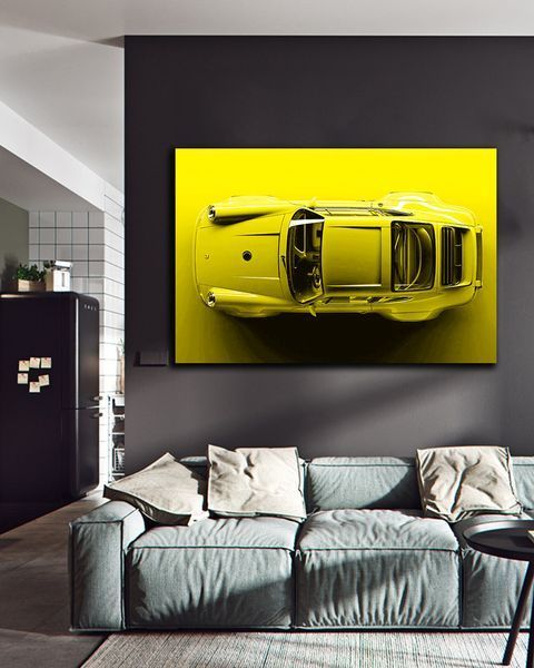 Картина с авто Porsche 911 Yellow Dream - Декор для дома и гаража - 40х60 см