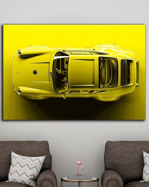 Картина с авто Porsche 911 Yellow Dream - Декор для дома и гаража - 40х60 см
