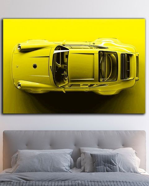 Картина с авто Porsche 911 Yellow Dream - Декор для дома и гаража - 40х60 см