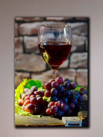 Картина с бокалом и виноградом для кухни - Красное Вино - 60х90 см