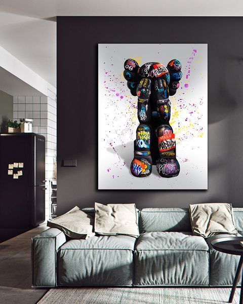 Картина на полотні KAWS з закритими очима для вітальні та спальні - 30х40 см