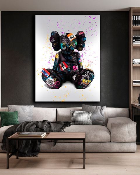 Современная картина на холсте KAWS Graffiti Art для комнаты подростка и офиса - 30х40 см