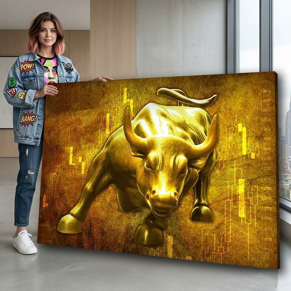 Картина на холсте для офиса - Золотой телец - 30х40 см