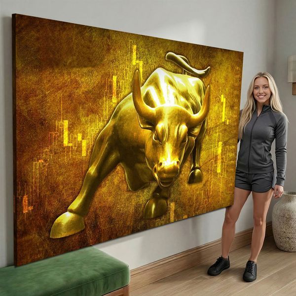 Картина на холсте для офиса - Золотой телец - 30х40 см
