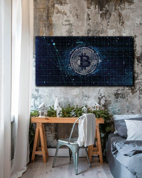 Картина на холсте Bitcoin Cash - Подарок для трейдера и декор в офис - 30х60 см
