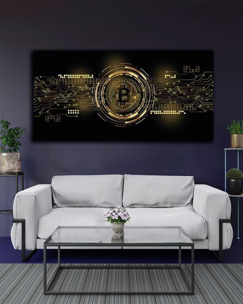 Декор с символом Bitcoin для офиса.