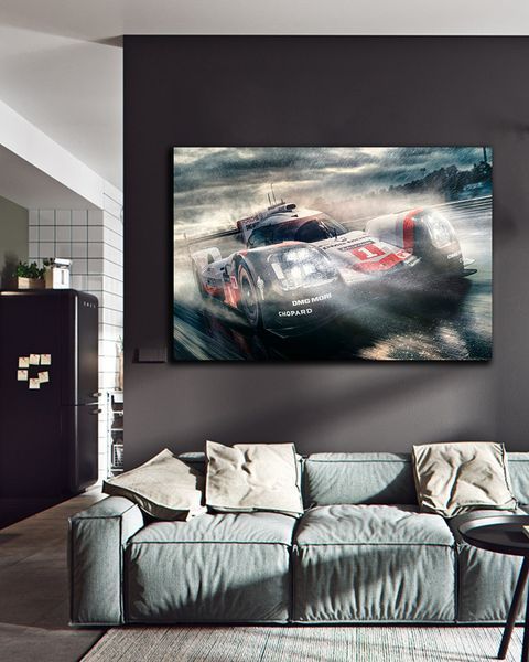 Картина с машиной Porsche Sport - подарок автолюбителю на холсте - 40х60 см