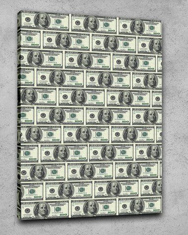 Картина с деньгами и долларами &laquo;Dollars Wall&raquo; - для офиса - 60х90 см