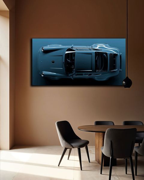 Картина з авто Porsche 911 Blue Dream - Декор для дому та гаража - 30х60 см