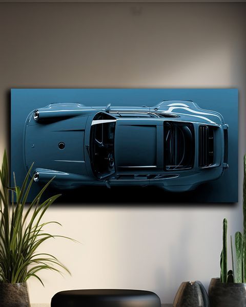 Картина з авто Porsche 911 Blue Dream - Декор для дому та гаража - 30х60 см