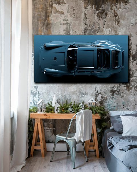 Картина з авто Porsche 911 Blue Dream - Декор для дому та гаража - 30х60 см