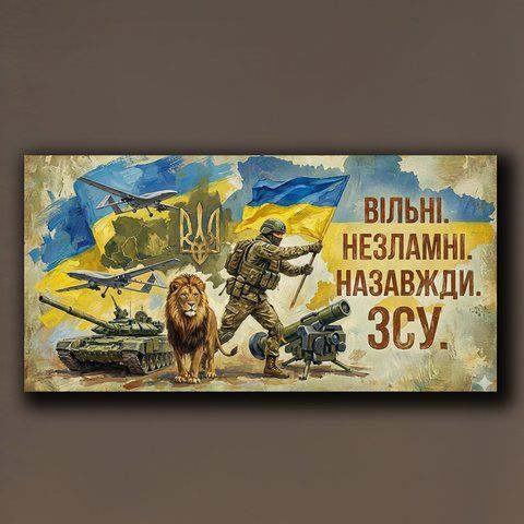 Патриотическая картина на холсте Незламні ЗСУ - Подарок военному - 50х100 см