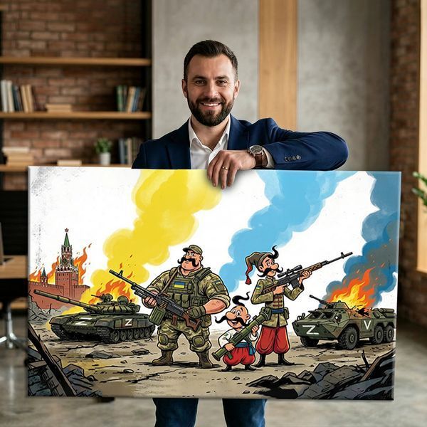 Патриотическая картина на подарок собратью или военным &laquo;Казаки ВСУ&raquo; - 40х60 см